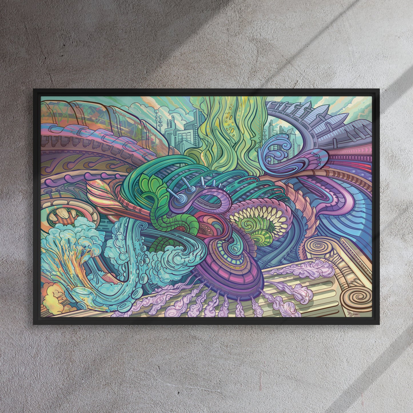 Framed canvas La Columna que Cae 24″×36″