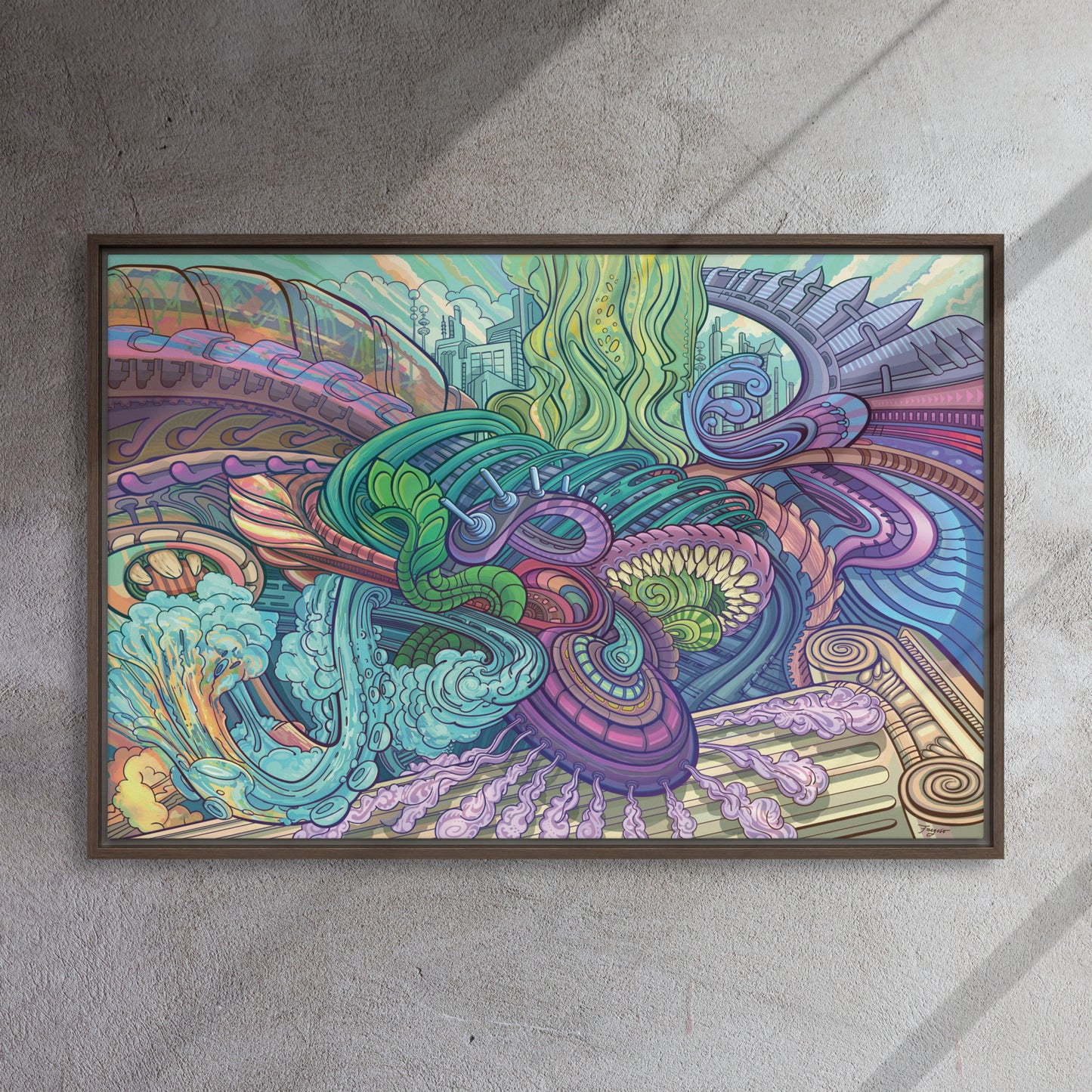Framed canvas La Columna que Cae 24″×36″