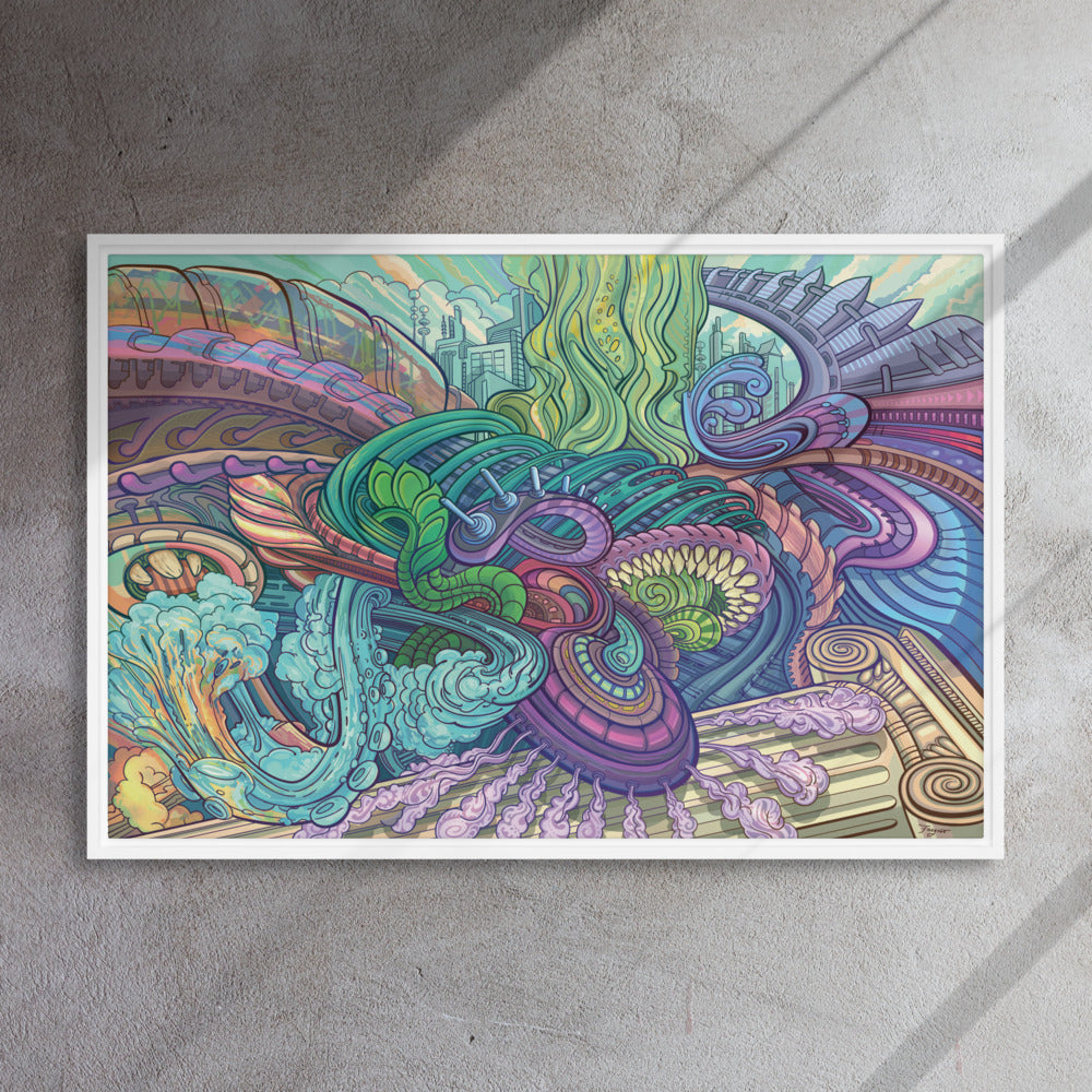 Framed canvas La Columna que Cae 24″×36″