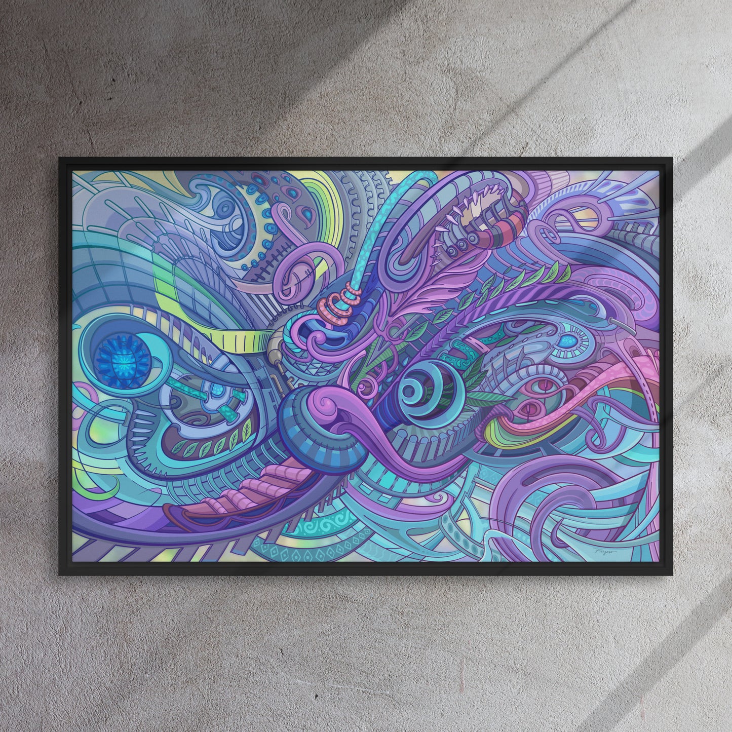 Framed canvas Flux 24″×36″